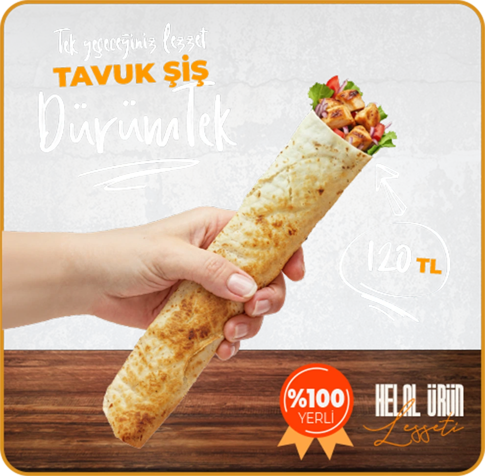 DürümTek Ankara tavuk dürüm menü görseli